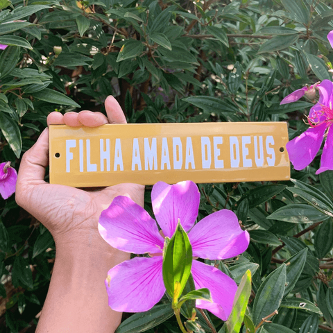 Placa Decorativa Esmaltada - Filha Amada de Deus - Casa Toco