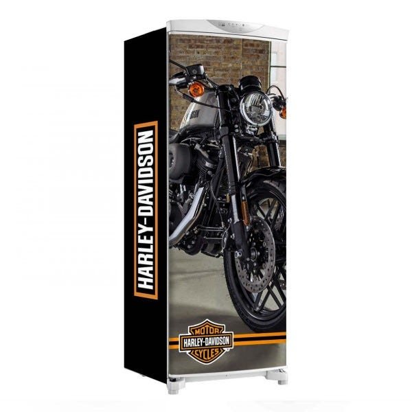 Adesivo Decorativo de Geladeira Total (3 pçs) moto Harley Davidson lat. Logo md1 - 150x60cm - 1
