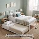 Ver imagem 1 de Cama Solteiro de Ferro Bruna 100% Aço Industrial Reforçada com Cama Auxiliar para Quarto - Branco
