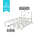 Ver imagem 3 de Cama Solteiro de Ferro Bruna 100% Aço Industrial Reforçada com Cama Auxiliar para Quarto - Branco