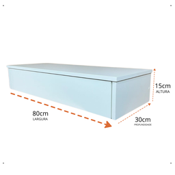 Penteadeira Mesa de Cabeceira Suspensa Escrivaninha Camarim 1 Gaveta 80x15x40cm - 2