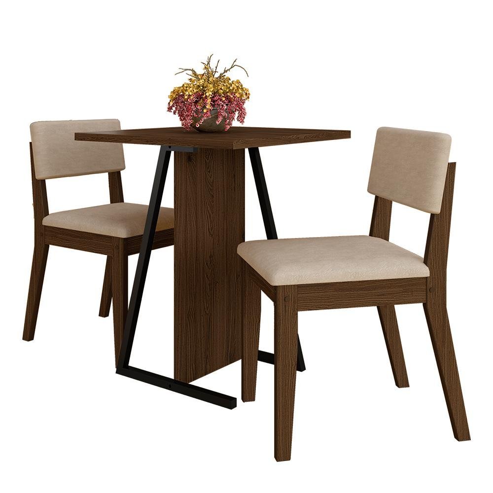 Conjunto de Mesa com 2 Cadeiras Arkansas Imbuia/bege - M. Arapongas Imbuia/bege 03 - 1