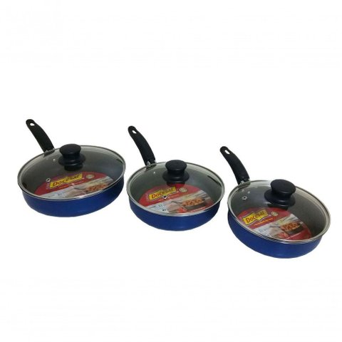 Kit 3 Frigideiras Antiaderente com Tampa 18cm, 20cm, 22cm