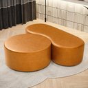 Ver imagem 7 de Kit Puff Redondo Lola e Puff Recamier Orgânico Orbit W01 Couríssimo Whisky - Lyam Decor