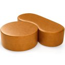 Ver imagem 1 de Kit Puff Redondo Lola e Puff Recamier Orgânico Orbit W01 Couríssimo Whisky - Lyam Decor