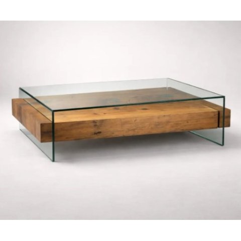 Mesa de Centro Paris em Vidro Rustica Gigante