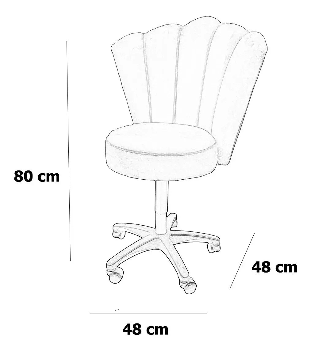 Cadeira Mocho Pétala Regulagem de Altura Veludo Bege - In9 Decor - 5