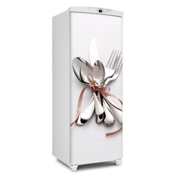 Adesivo decorativo Para Geladeira Porta (1 pç) Talheres Amarados Fita - 1,50x0,60cm - 1