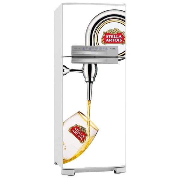 Adesivo decorativo Para Geladeira Porta (1 pç) Cerveja Stella Artois Chopp - 1,50x0,60cm - 1