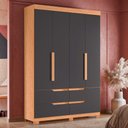 Ver imagem 2 de Guarda Roupa Doble 4 Portas 4 Gavetas Quarto Freijo com Titanium - Albatroz