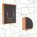 Ver imagem 4 de Guarda Roupa Doble 4 Portas 4 Gavetas Quarto Freijo com Titanium - Albatroz