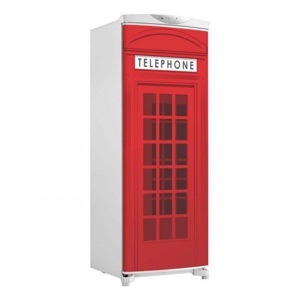 Adesivo decorativo De Geladeira Porta (1 pç) Cabine Londres Desenho - 1,50x0,60cm - 1