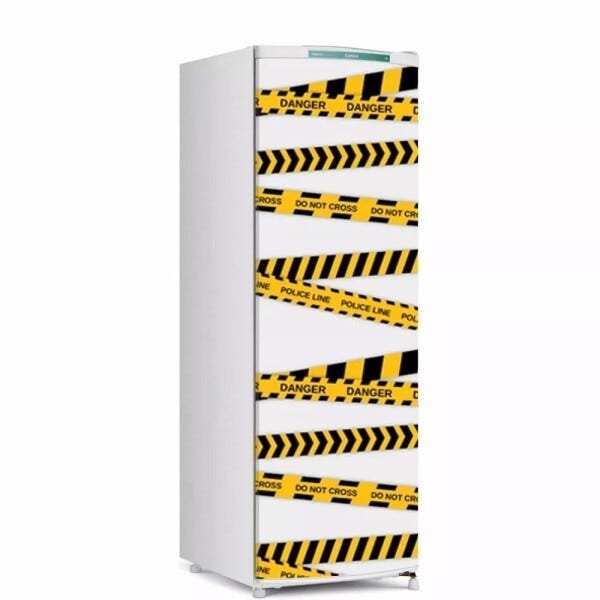 Adesivo decorativo Para Geladeira Porta (1 pç) Police Line Danger - 1,50x0,60cm - 1
