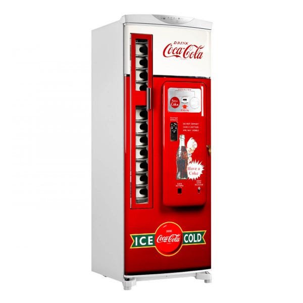 Adesivo decorativo De Geladeira Porta (1 pç) Maquina Coca Cola Antiga - 1,50x0,60cm - 1