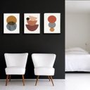 Ver imagem 2 de Kit 3 Quadros Sala Minimalistas Marrons 33x24cm - com Vidro:madeira Branca