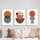 Ver imagem 1 de Kit 3 Quadros Sala Minimalistas Marrons 33x24cm - com Vidro:madeira Branca