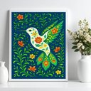 Ver imagem 2 de Quadro Beija-flor Colibri Floral Farm 24x18cm:moldura Branca