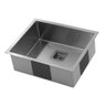 Cuba Pia Inox Quadrada Aço Escovado 550 Preto Fosco - 4