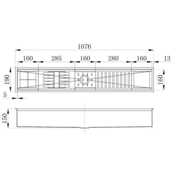 Calha Úmida Canal Organizador Escorredor embutido 1045x160mm - 5