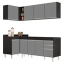 Ver imagem 1 de Armário de Cozinha Modulado de Canto Direito 4 Peças Cp40 Balcão sem Tampo Preto/cinza - Lumil Lumil