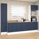 Ver imagem 1 de Cozinha Modulada Aurora 305cm Conjunto Provençal Clássica Cor:branco com Azul