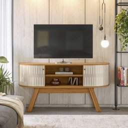 Rack Bancada 136 cm TV 55 Pol 5091 Naturale Off White MDT - 8