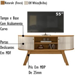 Rack Bancada 136 cm TV 55 Pol 5091 Naturale Off White MDT - 4