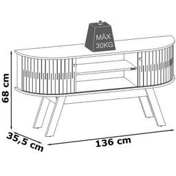 Rack Bancada 136 cm TV 55 Pol 5091 Naturale Off White MDT - 5