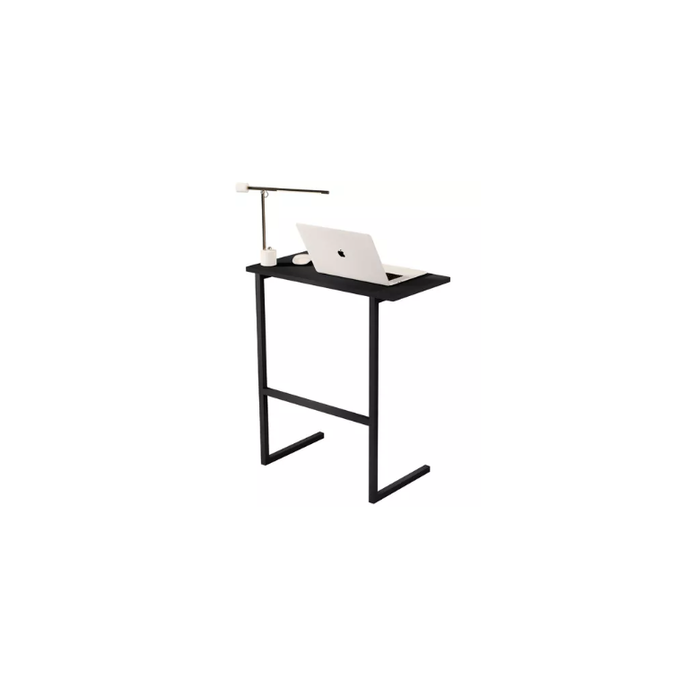 Mesa de Notebook Preto de Mdf Pés de Ferro