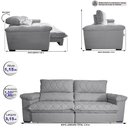 Ver imagem 2 de Sofá Retrátil e Reclinável 3,15m Molas Ensacadas Cama inBox Big Home Bordado 3D Linho Cinza