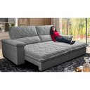 Ver imagem 1 de Sofá Retrátil e Reclinável 3,15m Molas Ensacadas Cama inBox Big Home Bordado 3D Linho Cinza