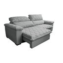 Ver imagem 7 de Sofá Retrátil e Reclinável 3,15m Molas Ensacadas Cama inBox Big Home Bordado 3D Linho Cinza