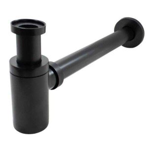 Sifão Lavatório Válvula De Escoamento 1 1/4 Preto Fosco