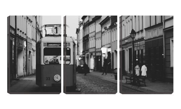 Quadro Decorativo 30x66 pequeno bonde pb na cidade - 1