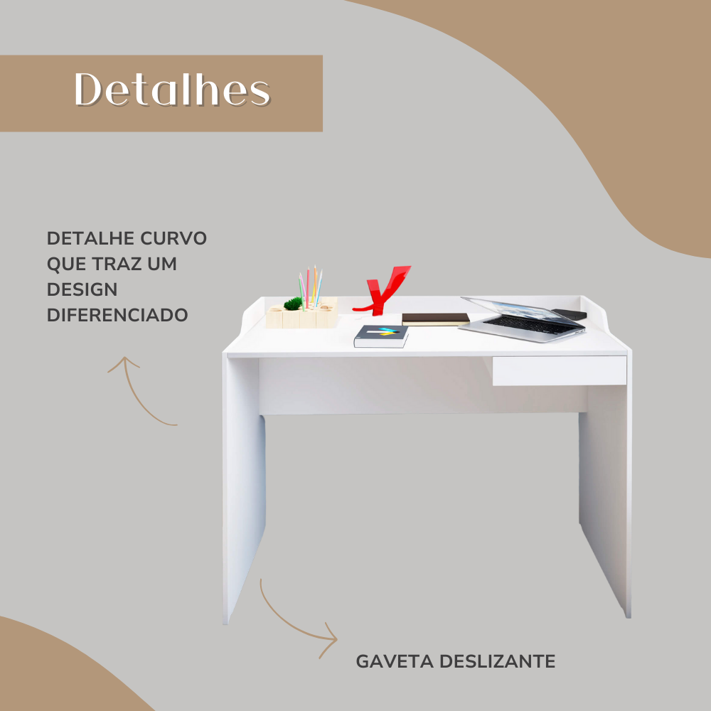 Escrivaninha Versátil e Minimalista Slim com 1 Gaveta  - 10