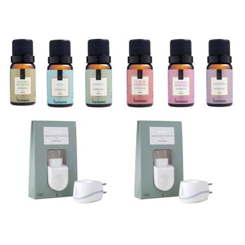 Kit 2 Difusor Elétrico Standard E 6 Essências 10Ml