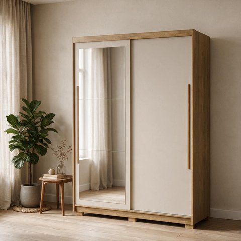 Guarda-Roupa Doha Intense Solteiro com Espelho MDF 2 Portas de Correr Espaçoso Dormitório Elegante: 