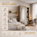 Ver imagem 3 de Guarda-Roupa Doha Intense Solteiro com Espelho MDF 2 Portas de Correr Espaçoso Dormitório Elegante: