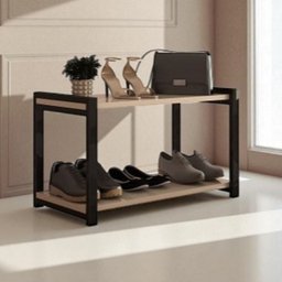 Sapateira Multiuso Industrial Atenas de Metal 2 Prateleiras Mdf:preto-off White - 3