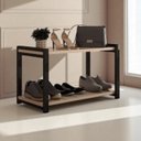 Ver imagem 3 de Sapateira Multiuso Industrial Atenas de Metal 2 Prateleiras Mdf:preto-off White