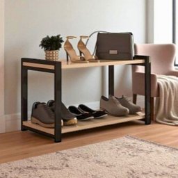 Sapateira Multiuso Industrial Atenas de Metal 2 Prateleiras Mdf:preto-off White - 4