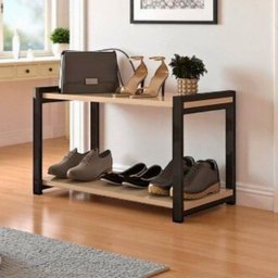 Sapateira Multiuso Industrial Atenas de Metal 2 Prateleiras Mdf:preto-off White - 7