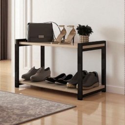 Sapateira Multiuso Industrial Atenas de Metal 2 Prateleiras Mdf:preto-off White - 2