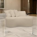 Ver imagem 4 de Sofá Pequeno Orgânico 2 Lugares Living 145 Cm Sala Recepção Clinica Consultório Bouclé - Creme