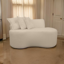 Ver imagem 2 de Sofá Pequeno Orgânico 2 Lugares Living 145 Cm Sala Recepção Clinica Consultório Bouclé - Creme