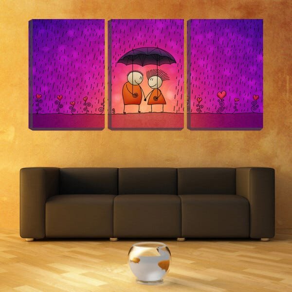 Quadro Decorativo 30x66 casal com guarda chuva arte - 2
