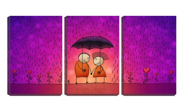 Quadro Decorativo 30x66 casal com guarda chuva arte - 1