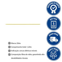 Kit 50 Varetas de Fibra de Vidro Amarelo 120cmx10mm Zebu + 200 Clips de Metal - 2
