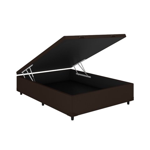 Cama Bau Casal Marrom Colchão Fit D45 Espuma 138x188 - Ortobom