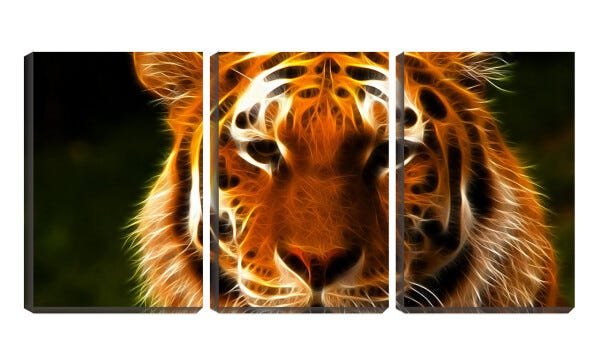 Quadro Decorativo 30x66 linhas formando um tigre arte - 1